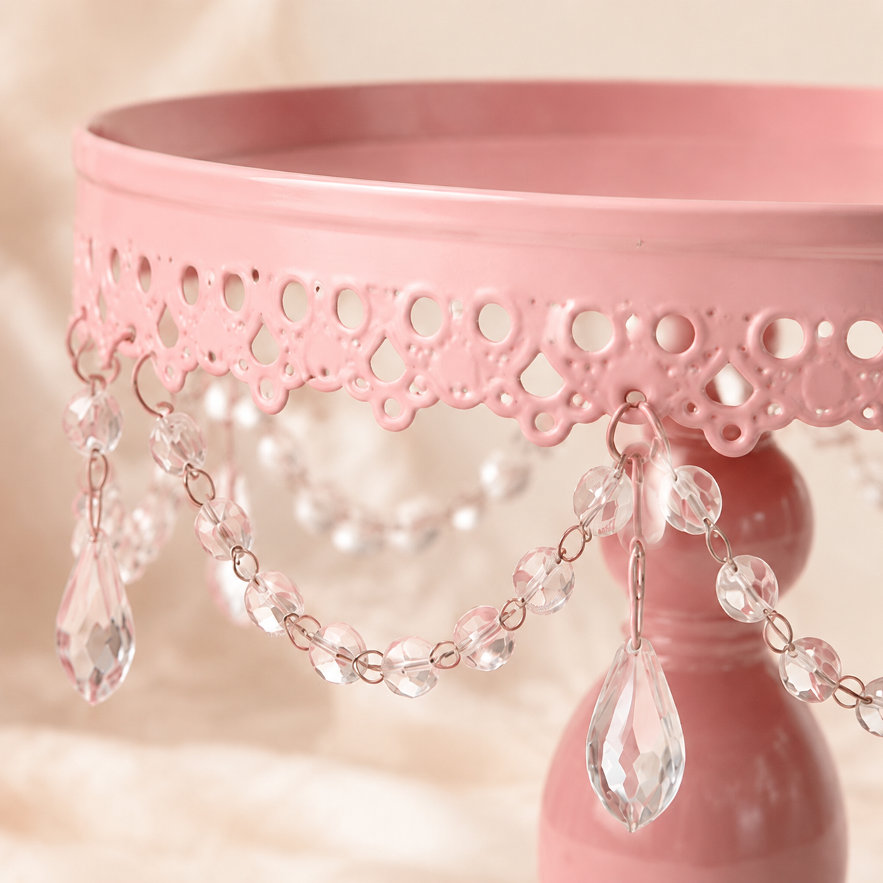 7-Piece Pink Cake Stand Set | Birdcage, Crystal Pedestals & Crown Dessert Display for Baby Showers & Birthdays