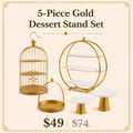 5-Piece Gold Dessert Stand Set | Birdcage & Tiered Display for Afternoon Tea, Weddings & Parties