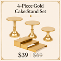 4-Piece Gold Cake Stand Set | Modern Pedestal Stands & Cupcake Riser for Birthdays & Parties