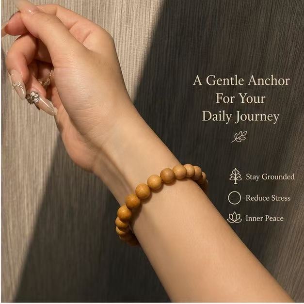Natural Wood Bead Bracelet | Grounding Unisex Jewelry for Daily Calm – 8mm