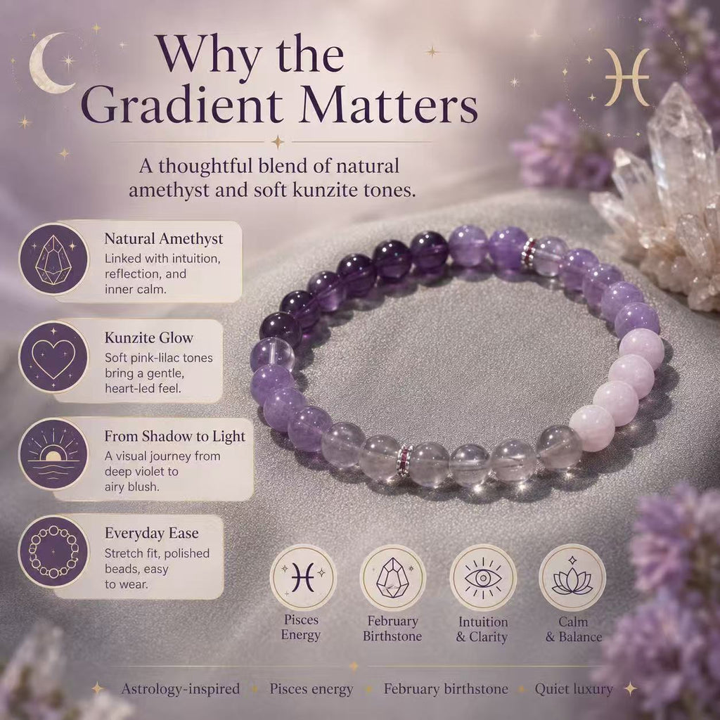 Purple Gradient Amethyst Bracelet | Pisces & February Birthstone Jewelry for Women