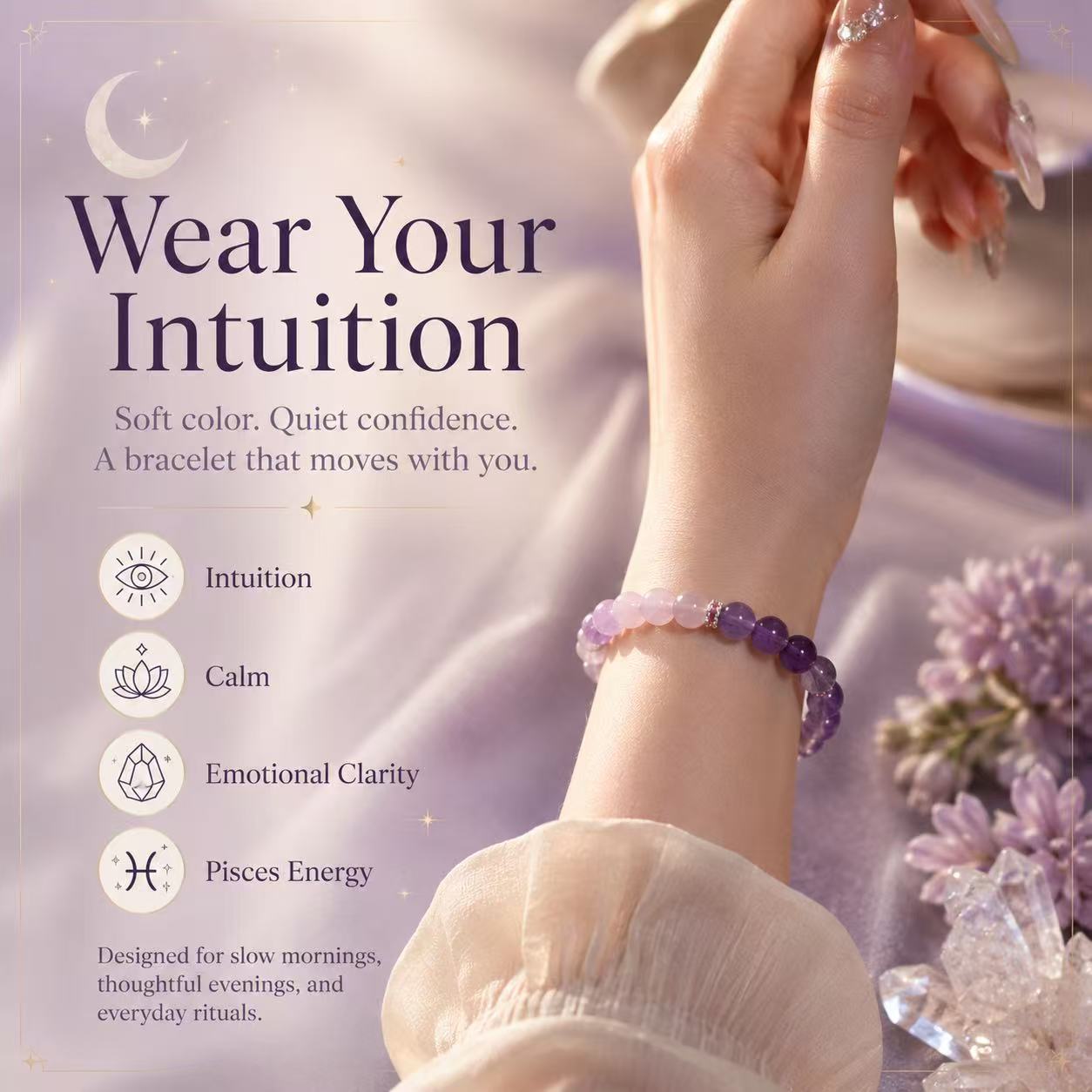 Purple Gradient Amethyst Bracelet | Pisces & February Birthstone Jewelry for Women